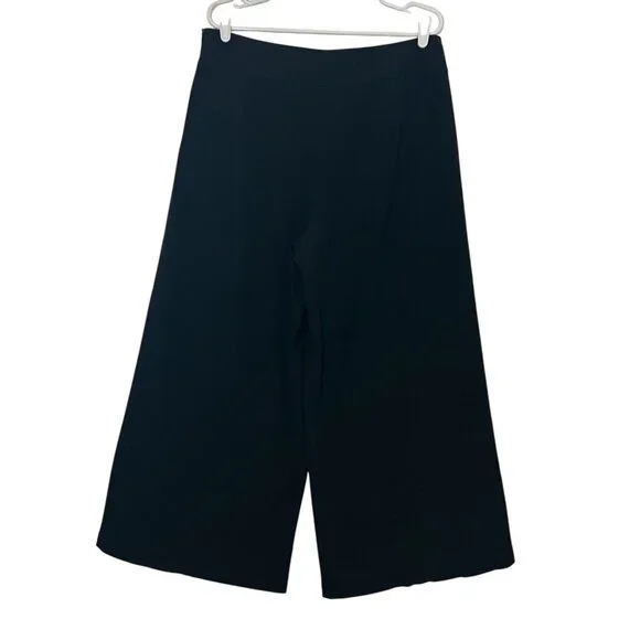 St. John Women’s Wide Leg Dress Pants Size 12 Black High Rise Zipper - Picture 2 of 12